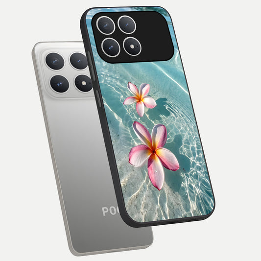  Floating Bloom Bliss phone case For Poco F8 Pro showing premium glass back cover with detailed artwork