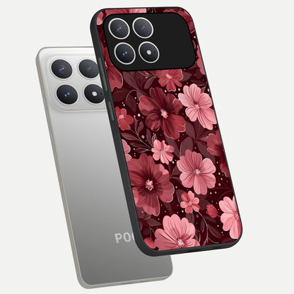  Flower Blush Bloom phone case For Poco F8 Pro showing premium glass back cover with detailed artwork