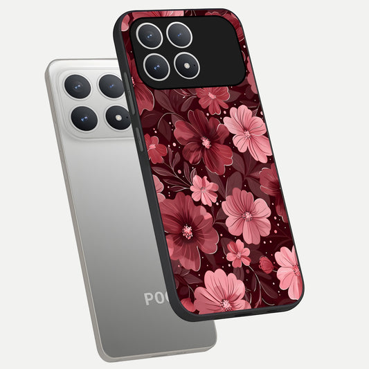  Flower Blush Bloom phone case For Poco F8 Pro showing premium glass back cover with detailed artwork