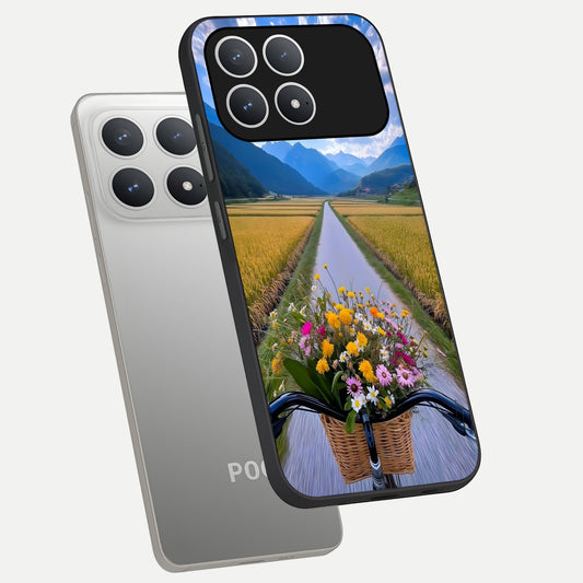  Golden Field Journey phone case For Poco F8 Pro showing premium glass back cover with detailed artwork