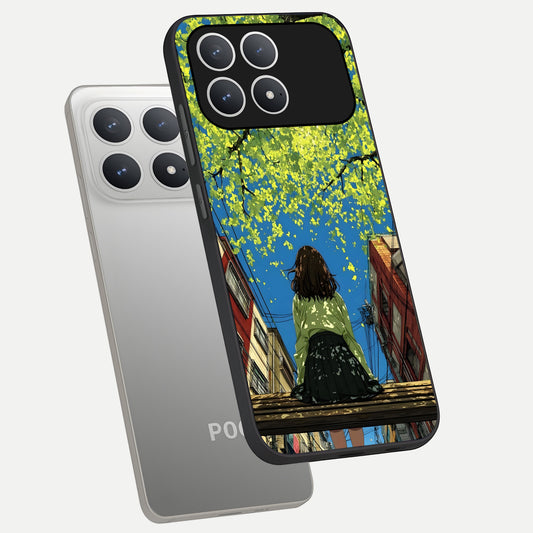  Golden Leaves Glow phone case For Poco F8 Pro showing premium glass back cover with detailed artwork