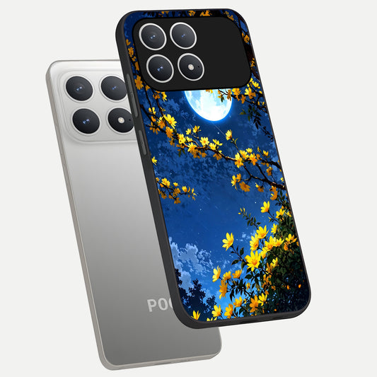  Golden Night Glow phone case For Poco F8 Pro showing premium glass back cover with detailed artwork
