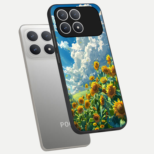  Golden Sun Glory phone case For Poco F8 Pro showing premium glass back cover with detailed artwork