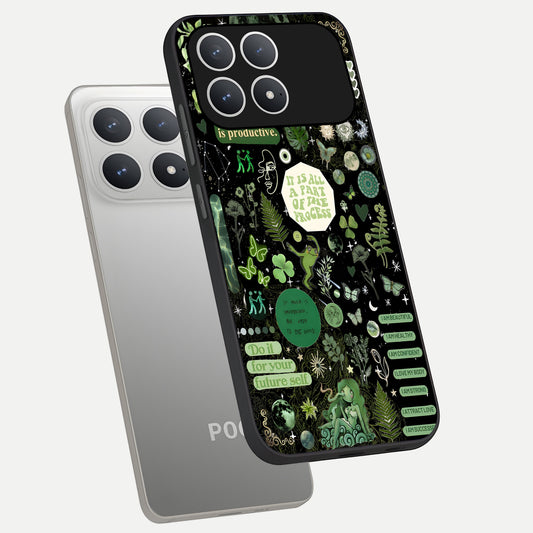  Green Mandala Pattern phone case For Poco F8 Pro showing premium glass back cover with detailed artwork