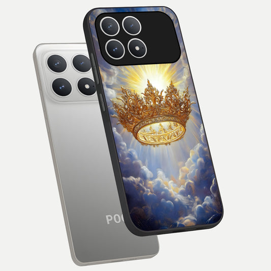  Heavenly Crown Light phone case For Poco F8 Pro showing premium glass back cover with detailed artwork