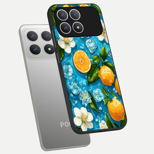  Ice Cube With Orange phone case For Poco F8 Pro showing premium glass back cover with detailed artwork