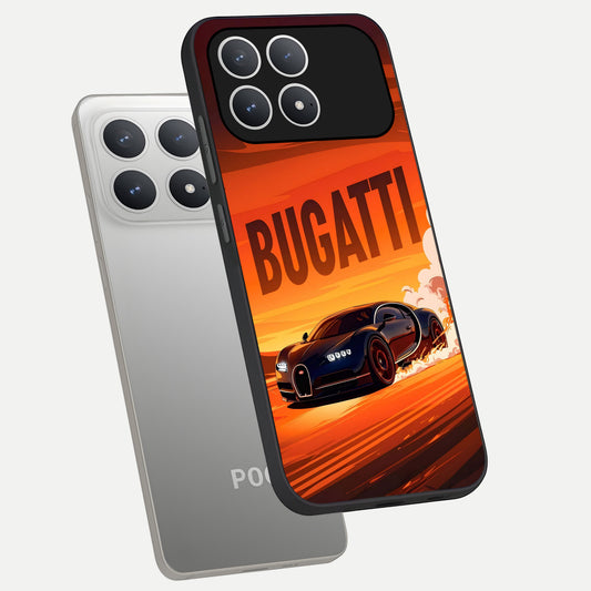  Inferno Bugatti Storm phone case For Poco F8 Pro showing premium glass back cover with detailed artwork