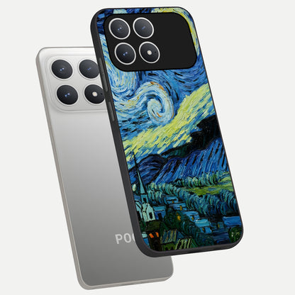  Inspired Van Gogh Art phone case For Poco F8 Pro showing premium glass back cover with detailed artwork