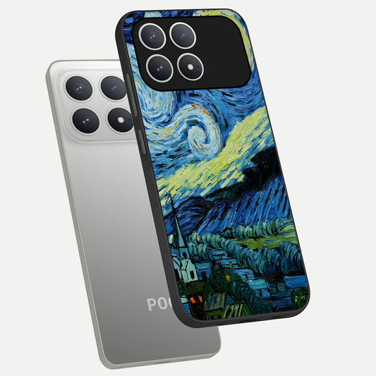  Inspired Van Gogh Art phone case For Poco F8 Pro showing premium glass back cover with detailed artwork