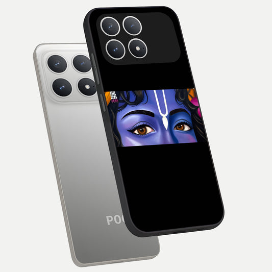  Krishna Eye phone case For Poco F8 Pro showing premium glass back cover with detailed artwork