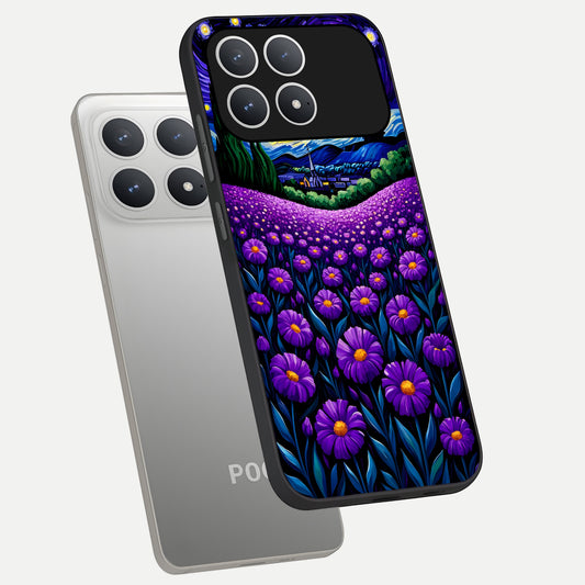  Lavender Moon Field phone case For Poco F8 Pro showing premium glass back cover with detailed artwork