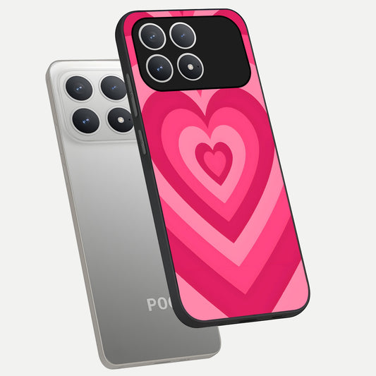 Layered Love Hearts phone case For Poco F8 Pro showing premium glass back cover with detailed artwork