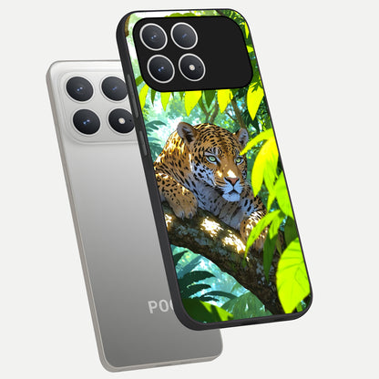  Leopard in Jungle phone case For Poco F8 Pro showing premium glass back cover with detailed artwork