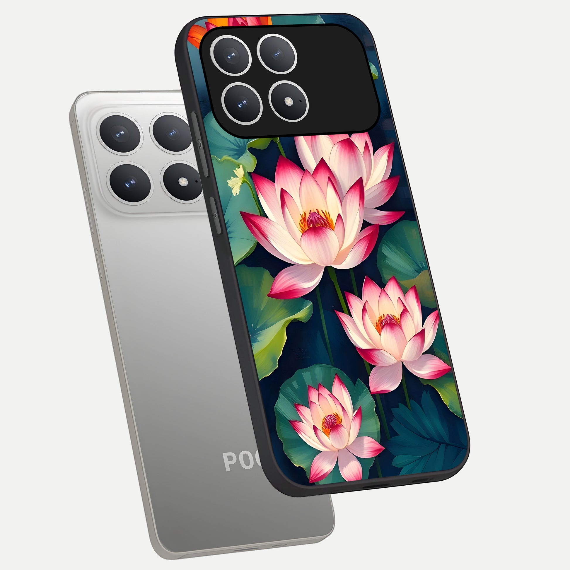  Lotus Dream Serenity phone case For Poco F8 Pro showing premium glass back cover with detailed artwork