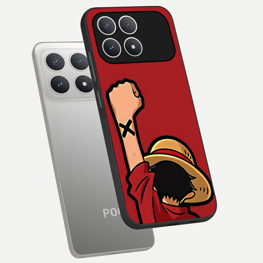  Luffy X Spirit phone case For Poco F8 Pro showing premium glass back cover with detailed artwork