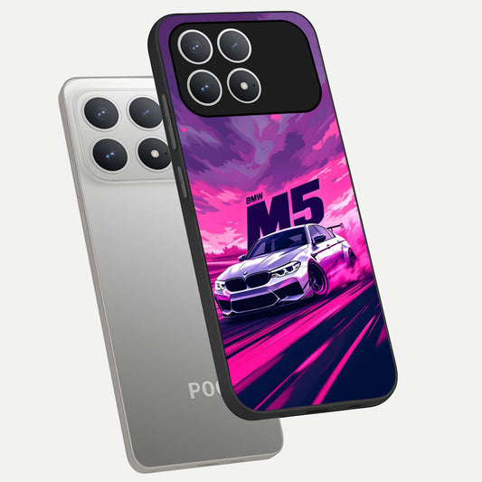  MS Neon Car phone case For Poco F8 Pro showing premium glass back cover with detailed artwork