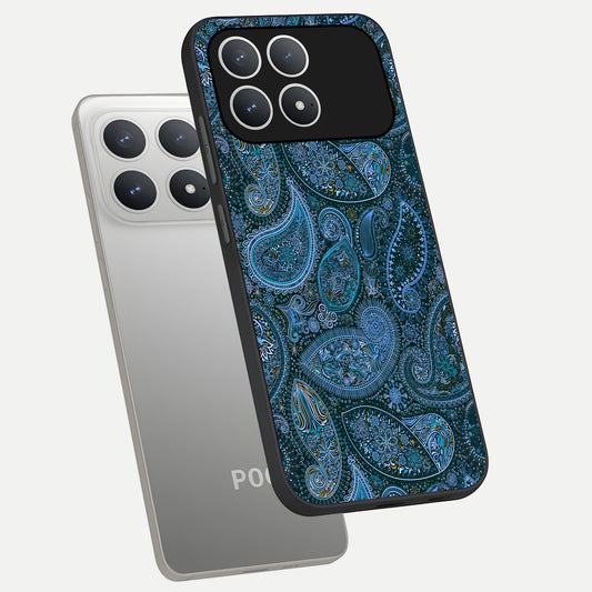  Midnight Paisley Glow phone case For Poco F8 Pro showing premium glass back cover with detailed artwork