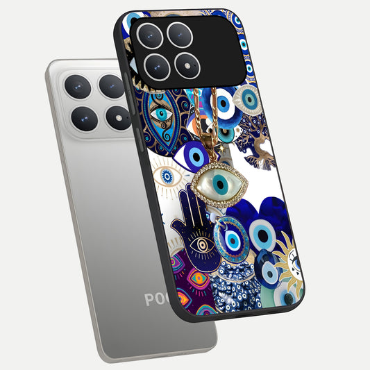  Mystic Charm Eye phone case For Poco F8 Pro showing premium glass back cover with detailed artwork