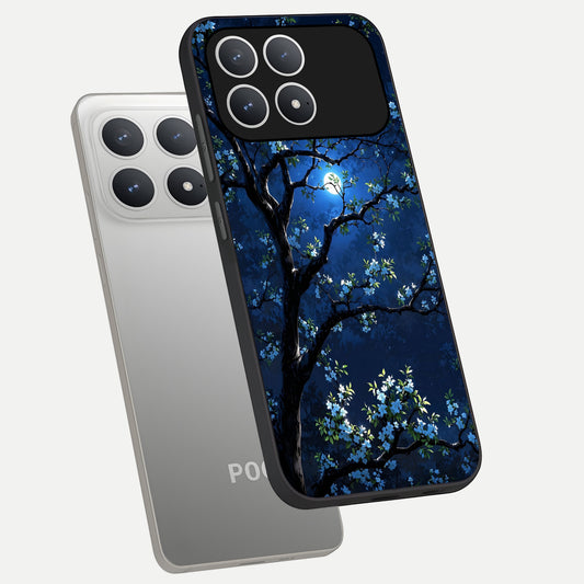  Mystic Floral Night phone case For Poco F8 Pro showing premium glass back cover with detailed artwork