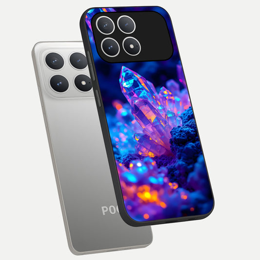  Neon Aura Shards phone case For Poco F8 Pro showing premium glass back cover with detailed artwork