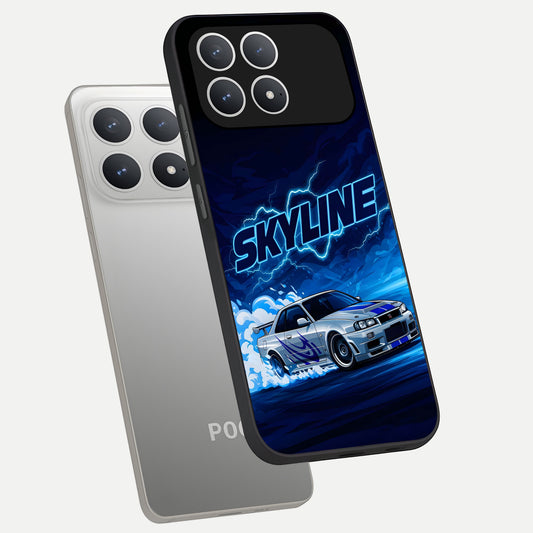  Neon Drift Beast phone case For Poco F8 Pro showing premium glass back cover with detailed artwork