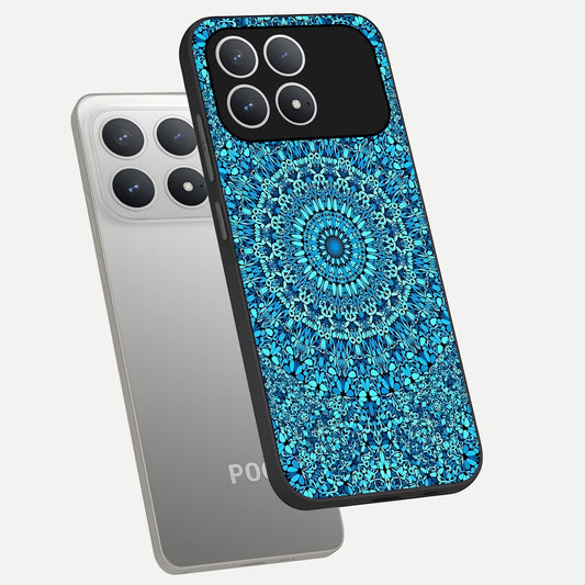  Ocean Bloom Mandala phone case For Poco F8 Pro showing premium glass back cover with detailed artwork