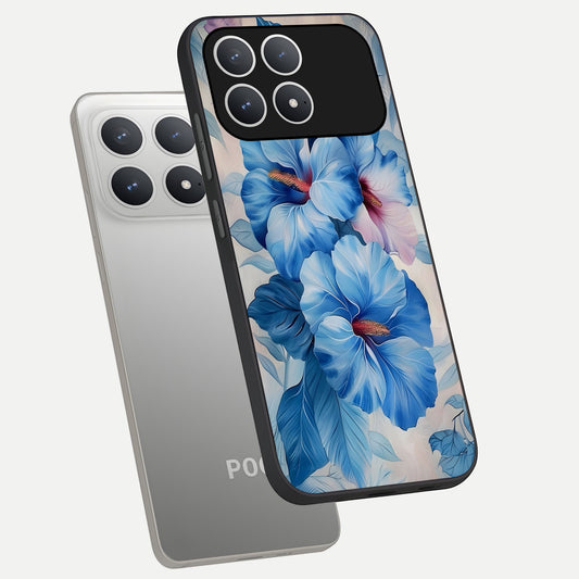  Ocean Hibiscus Grace phone case For Poco F8 Pro showing premium glass back cover with detailed artwork