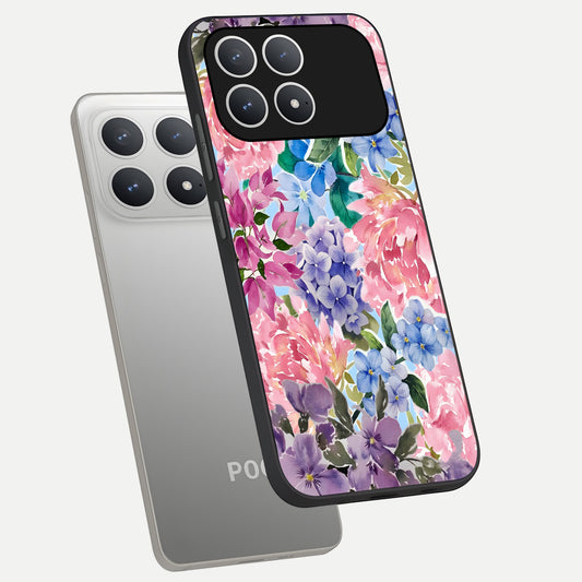  Pastel Floral Mix phone case For Poco F8 Pro showing premium glass back cover with detailed artwork