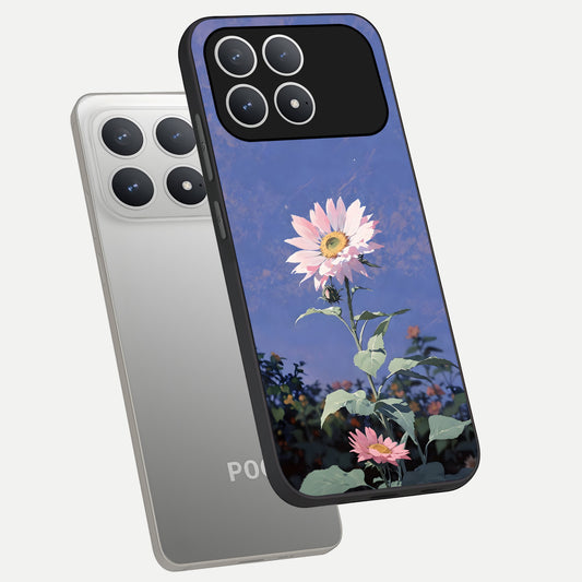  Pink Shells Outline phone case For Poco F8 Pro showing premium glass back cover with detailed artwork