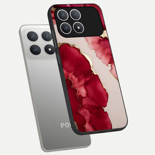  Pink And White Marble phone case For Poco F8 Pro showing premium glass back cover with detailed artwork