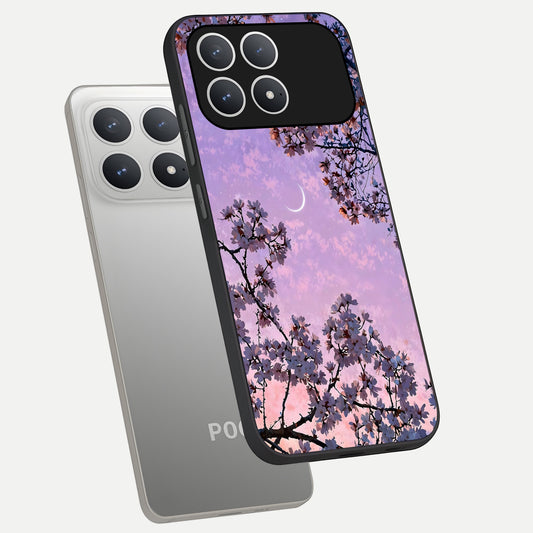  Purple Serenity Moon phone case For Poco F8 Pro showing premium glass back cover with detailed artwork