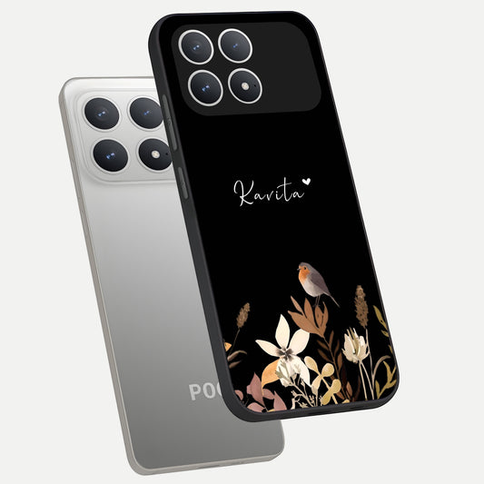  Quiet Garden Tune Custom Name phone case For Poco F8 Pro showing premium glass back cover with detailed artwork