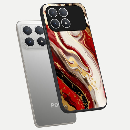  Red And White Marble phone case For Poco F8 Pro showing premium glass back cover with detailed artwork