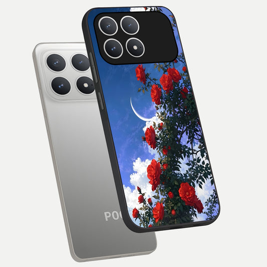  Rose Drift Flowers phone case For Poco F8 Pro showing premium glass back cover with detailed artwork