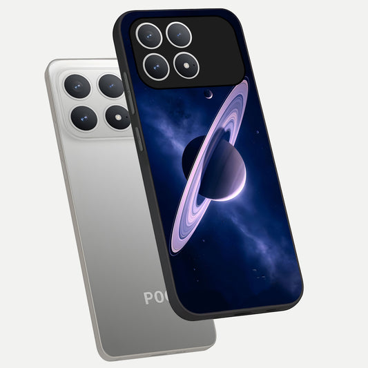  Saturn Ring Mystique phone case For Poco F8 Pro showing premium glass back cover with detailed artwork