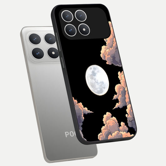  Shade Cloud Moon phone case For Poco F8 Pro showing premium glass back cover with detailed artwork