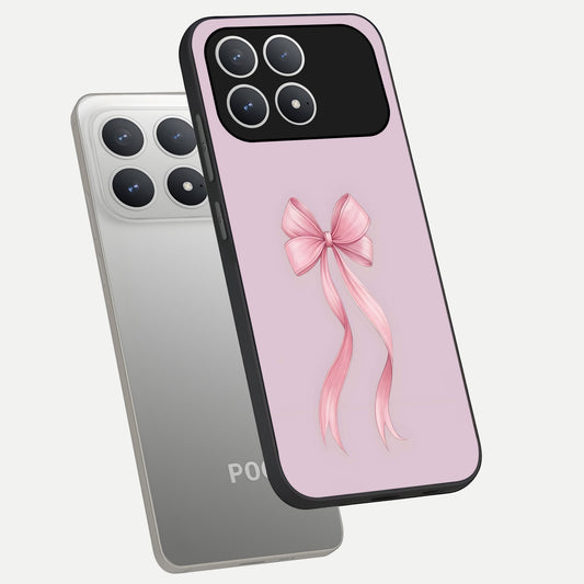  Soft Blush Bow phone case For Poco F8 Pro showing premium glass back cover with detailed artwork