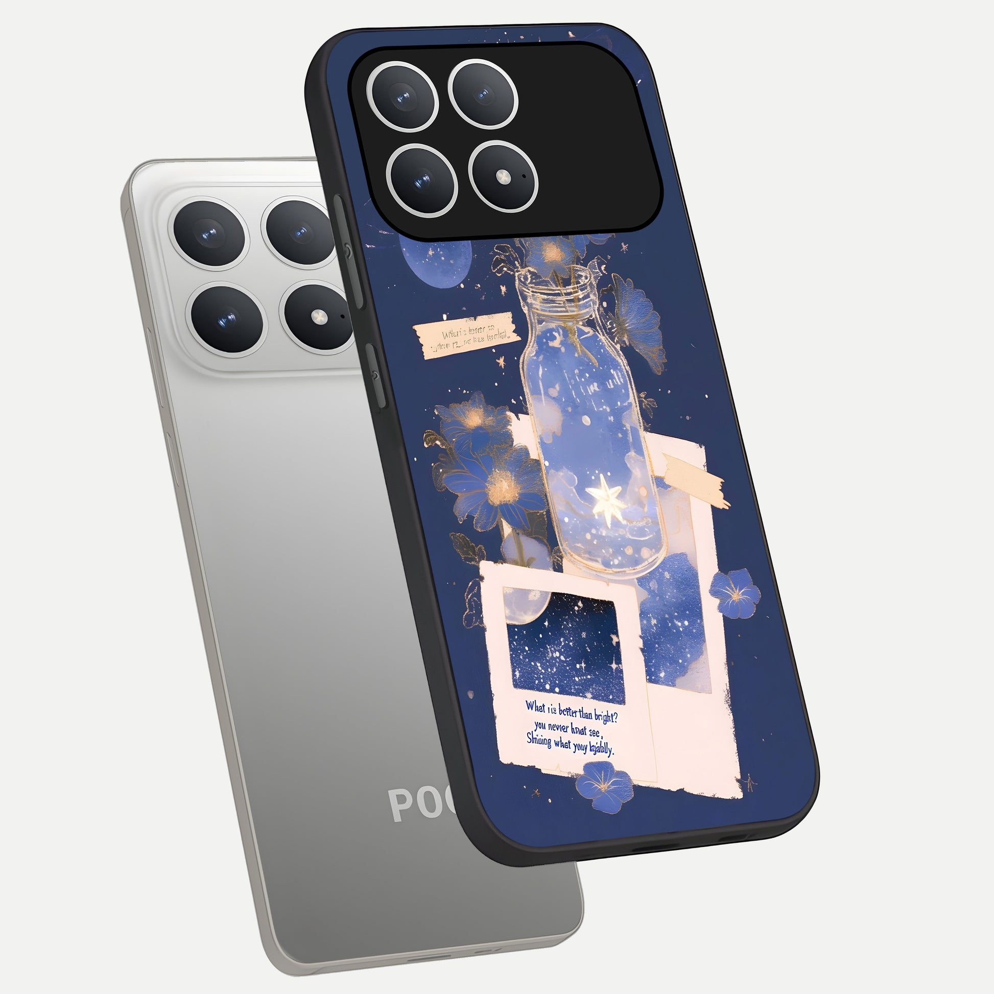  Starlit Cosmic Jar phone case For Poco F8 Pro showing premium glass back cover with detailed artwork