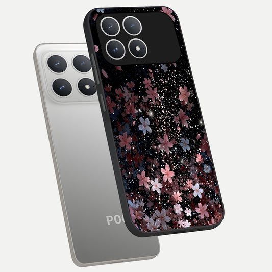  Starlit Flower Dreams phone case For Poco F8 Pro showing premium glass back cover with detailed artwork