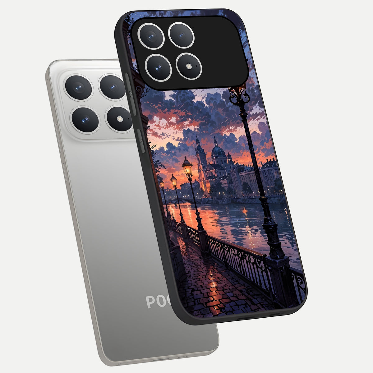  Twilight River Lights phone case For Poco F8 Pro showing premium glass back cover with detailed artwork