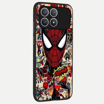  Aesthetic Wonder Spider back cover For Poco F8 Pro slim fit glass case with vibrant aesthetic design