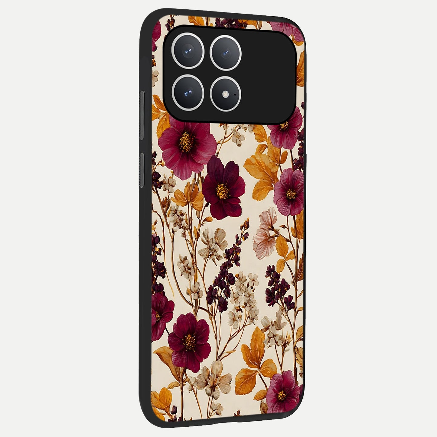  Autumn Wine Bloom back cover For Poco F8 Pro slim fit glass case with vibrant aesthetic design