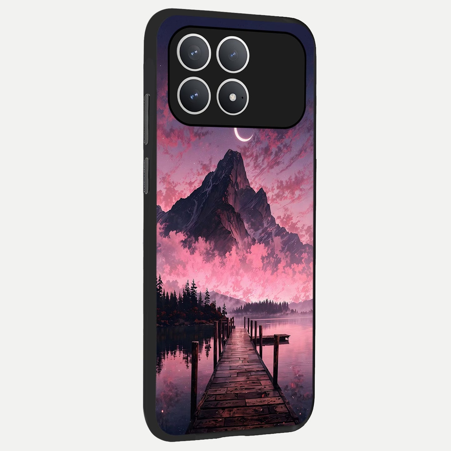  Beautiful Mountain View back cover For Poco F8 Pro slim fit glass case with vibrant aesthetic design