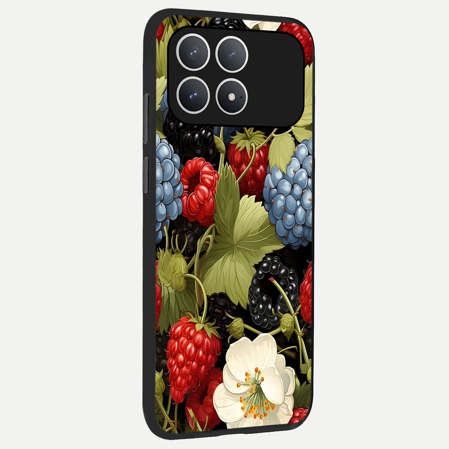  Berry Bloom Charm back cover For Poco F8 Pro slim fit glass case with vibrant aesthetic design