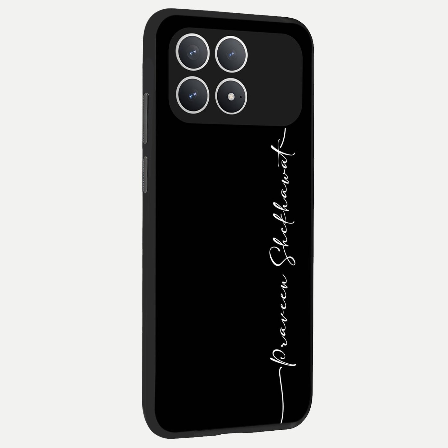  Black Tune Custom Name back cover For Poco F8 Pro slim fit glass case with vibrant aesthetic design