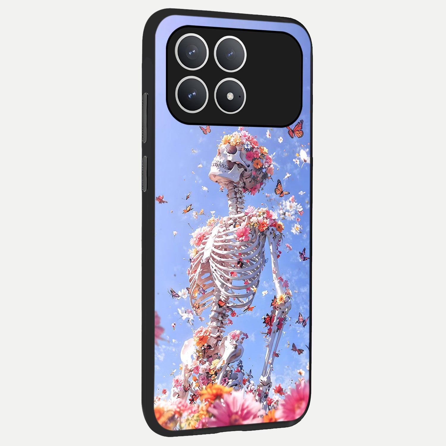  Bloom Beyond Bones back cover For Poco F8 Pro slim fit glass case with vibrant aesthetic design