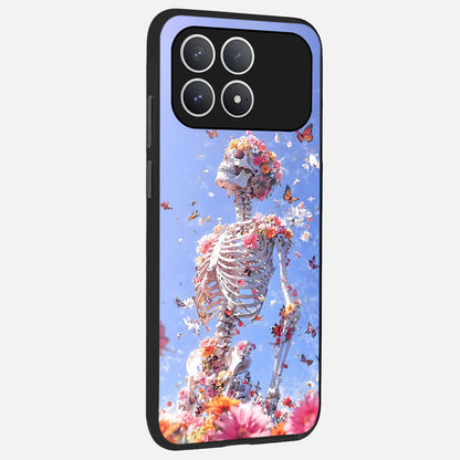  Bloom Beyond Bones back cover For Poco F8 Pro slim fit glass case with vibrant aesthetic design