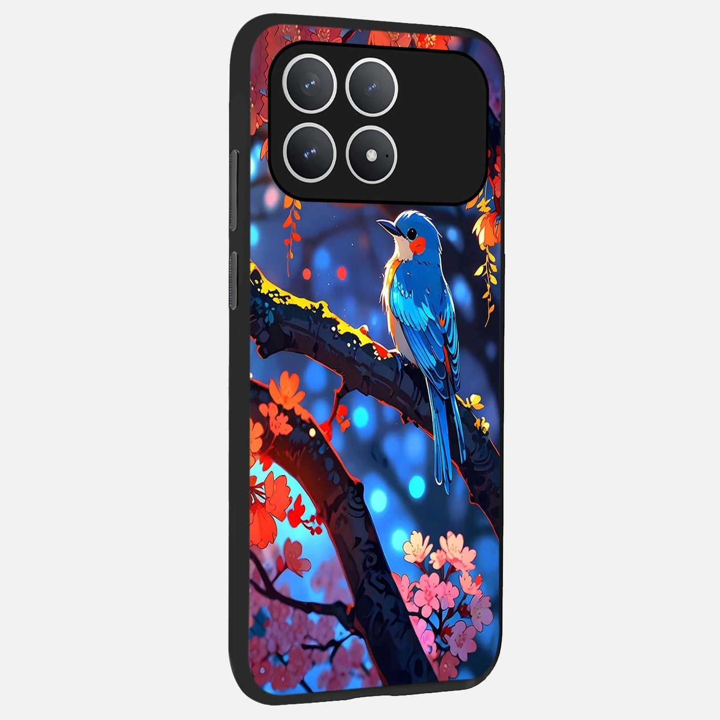  Blooming Water Drift back cover For Poco F8 Pro slim fit glass case with vibrant aesthetic design