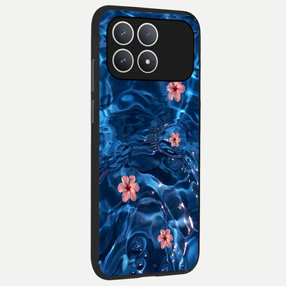  Bloom Thread Art back cover For Poco F8 Pro slim fit glass case with vibrant aesthetic design