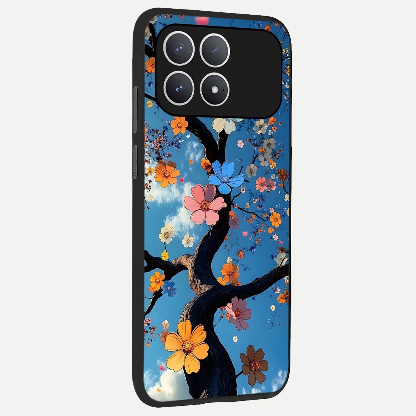  Blossom Dream Sky back cover For Poco F8 Pro slim fit glass case with vibrant aesthetic design